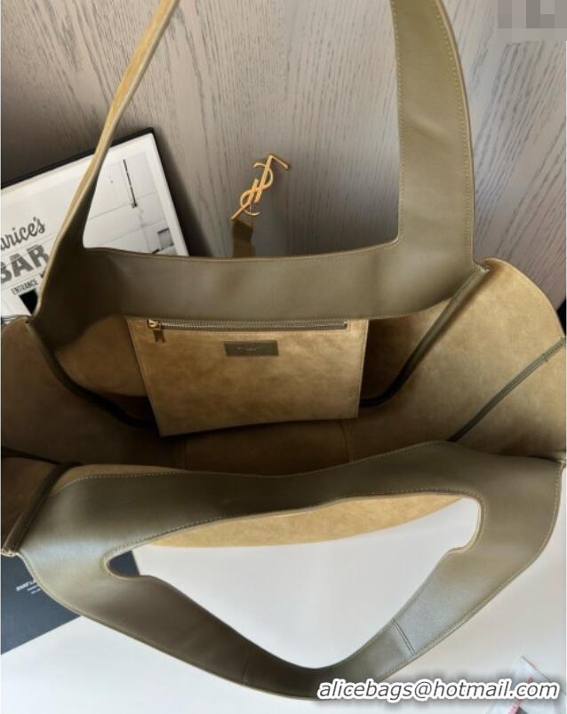 Grade Design Saint Laurent Bea Tote in Suede 763435 Barley Green 2025 Top Quality