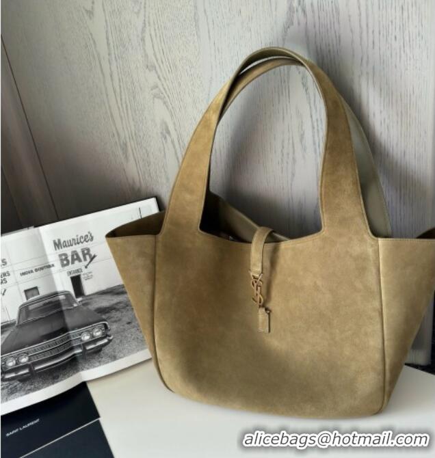 Grade Design Saint Laurent Bea Tote in Suede 763435 Barley Green 2025 Top Quality