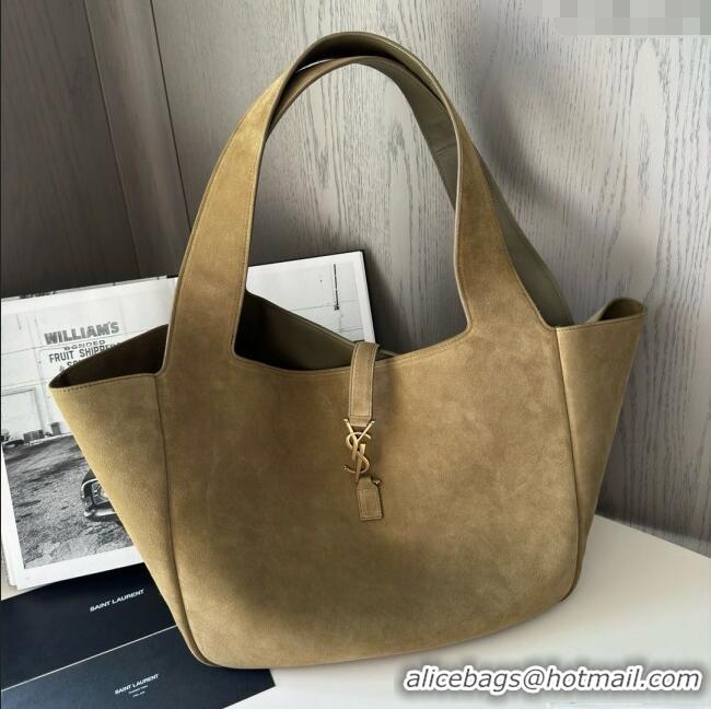 Grade Design Saint Laurent Bea Tote in Suede 763435 Barley Green 2025 Top Quality