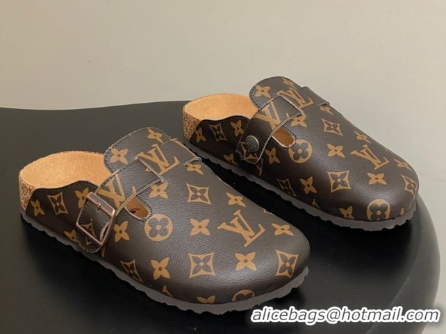 Stylish Louis Vuitton LV Cosy Flat Comfort Clog Mules with Buckle Strap in Monogram Canvas 1022110