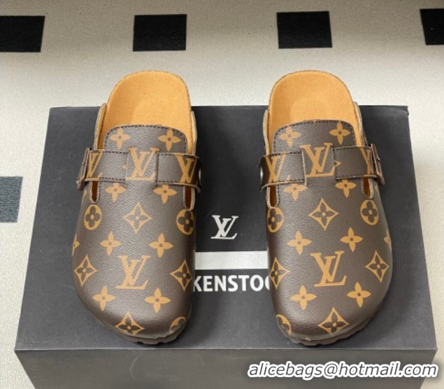 Stylish Louis Vuitton LV Cosy Flat Comfort Clog Mules with Buckle Strap in Monogram Canvas 1022110
