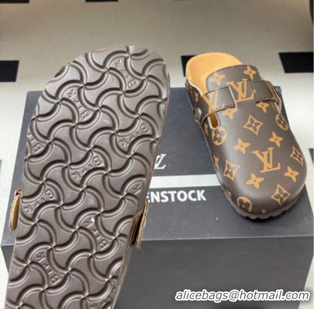 Stylish Louis Vuitton LV Cosy Flat Comfort Clog Mules with Buckle Strap in Monogram Canvas 1022110