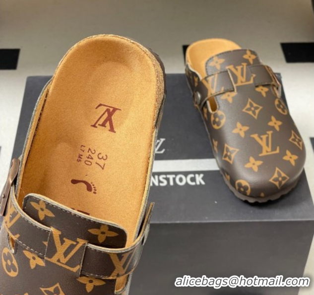Stylish Louis Vuitton LV Cosy Flat Comfort Clog Mules with Buckle Strap in Monogram Canvas 1022110