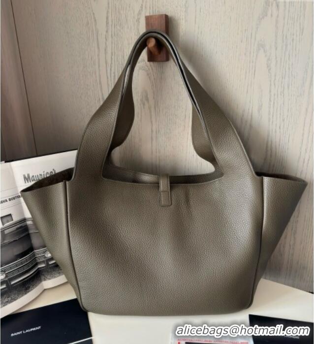 Promotional Saint Laurent Bea Tote in Suede 763435 Musk Green 2025 Top Quality
