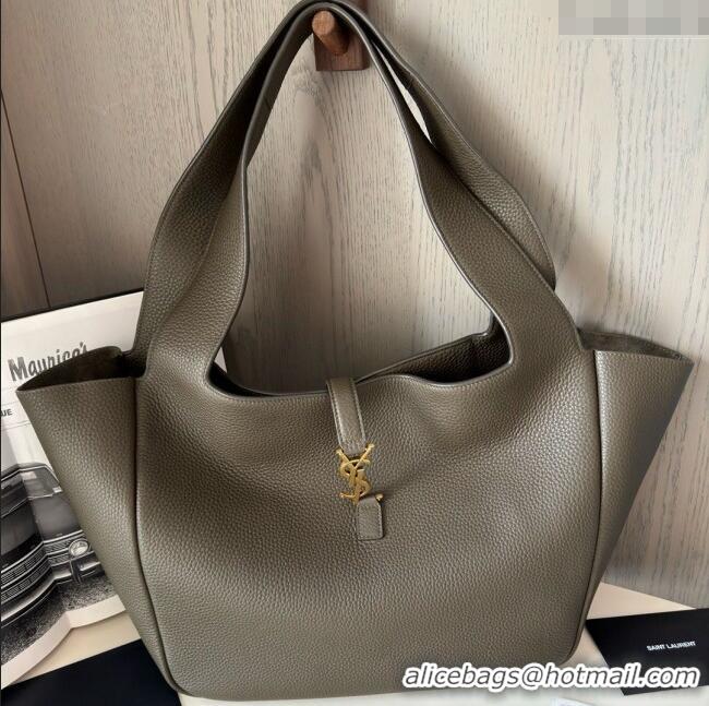 Promotional Saint Laurent Bea Tote in Suede 763435 Musk Green 2025 Top Quality