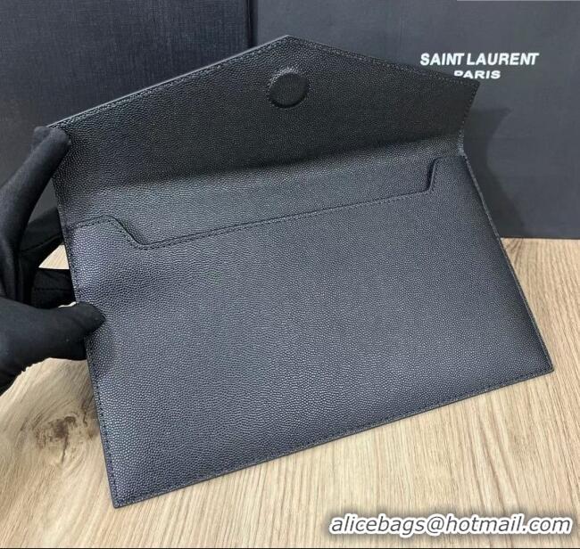 Unique Grade Saint Laurent Uptown Pouch in Grained Leather 565739 All Black 2025