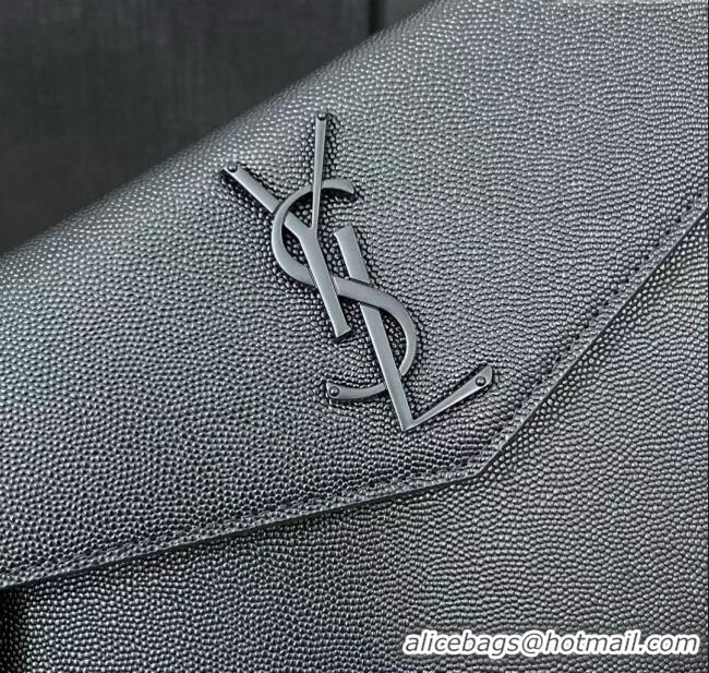 Unique Grade Saint Laurent Uptown Pouch in Grained Leather 565739 All Black 2025