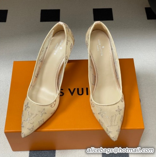 Good Looking Louis Vuitton Gala Pumps 8cm in Mesh and Strass Nude 1AIELK 1022125