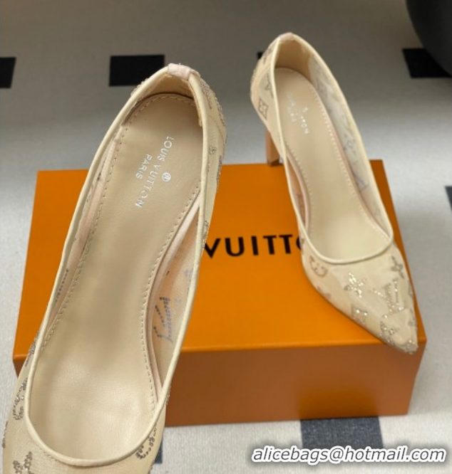 Good Looking Louis Vuitton Gala Pumps 8cm in Mesh and Strass Nude 1AIELK 1022125
