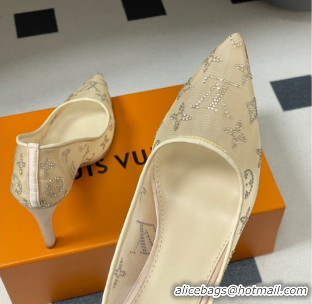Good Looking Louis Vuitton Gala Pumps 8cm in Mesh and Strass Nude 1AIELK 1022125