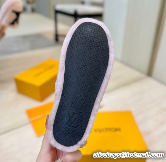 Pretty Style Louis Vuitton Wool Platform Slides Sandal 2cm Pink LV102206 1022128
