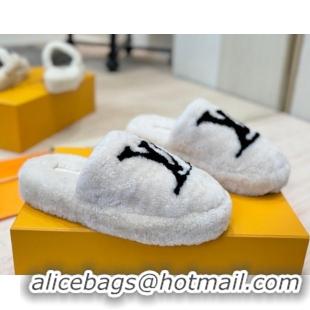 Popular Style Louis Vuitton Wool Platform Slides Sandal 2cm White LV102206 1022129