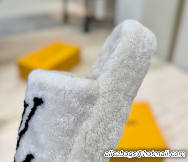 Popular Style Louis Vuitton Wool Platform Slides Sandal 2cm White LV102206 1022129