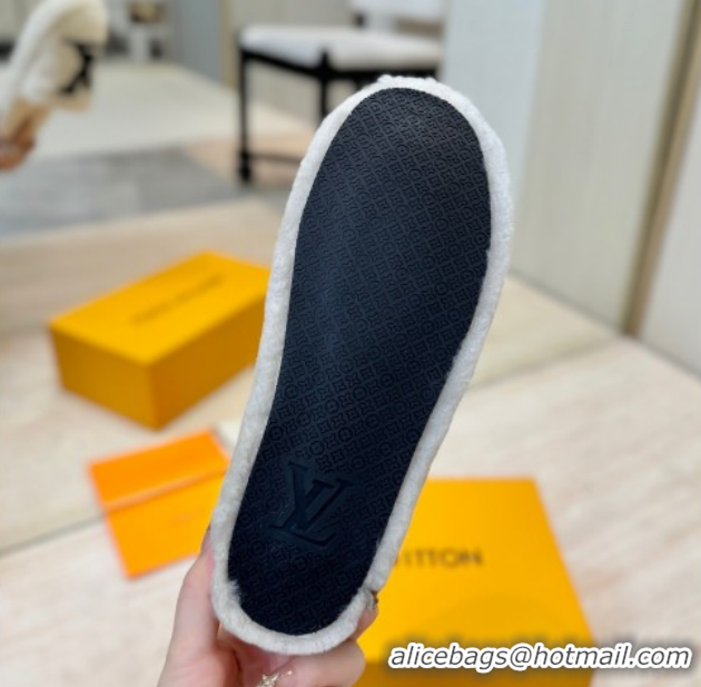 Popular Style Louis Vuitton Wool Platform Slides Sandal 2cm White LV102206 1022129