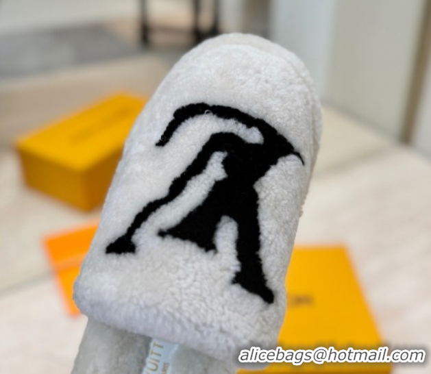 Popular Style Louis Vuitton Wool Platform Slides Sandal 2cm White LV102206 1022129