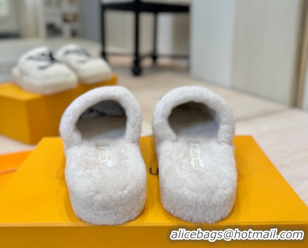 Popular Style Louis Vuitton Wool Platform Slides Sandal 2cm White LV102206 1022129
