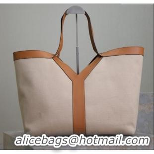 Promotional Saint Laurent Y Tote Bag in Canvas and Leather 817602 Brown/Beige 2025