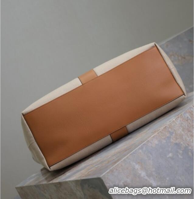 Promotional Saint Laurent Y Tote Bag in Canvas and Leather 817602 Brown/Beige 2025