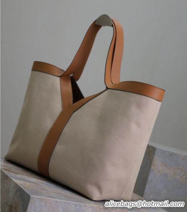 Promotional Saint Laurent Y Tote Bag in Canvas and Leather 817602 Brown/Beige 2025