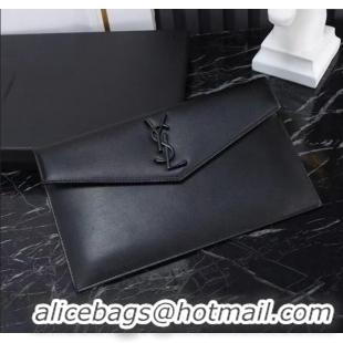 Famous Brand Saint Laurent Uptown Pouch in Smooth Leather 565739 All Black 2025