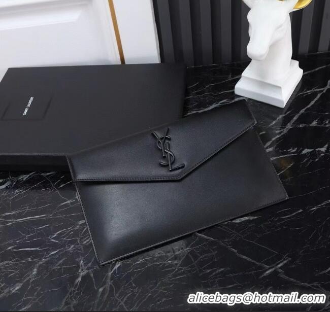 Famous Brand Saint Laurent Uptown Pouch in Smooth Leather 565739 All Black 2025