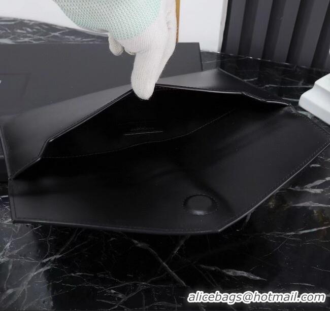 Famous Brand Saint Laurent Uptown Pouch in Smooth Leather 565739 All Black 2025