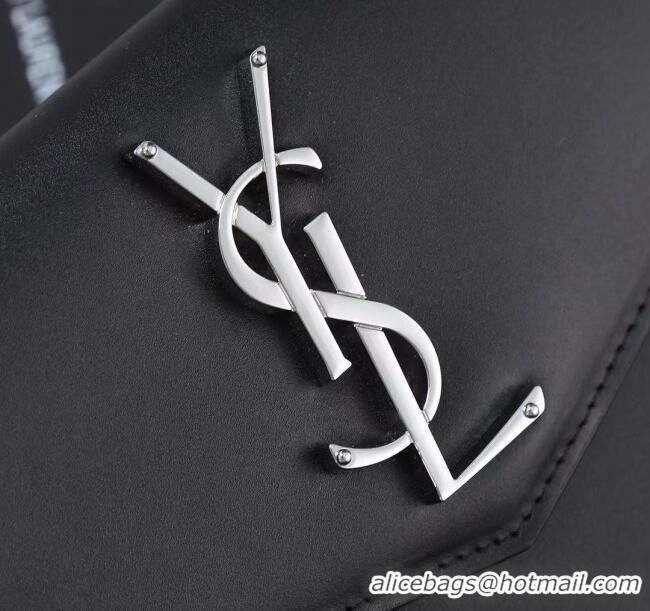 Top Quality Saint Laurent Uptown Pouch in Smooth Leather 565739 Black/Silver 2025