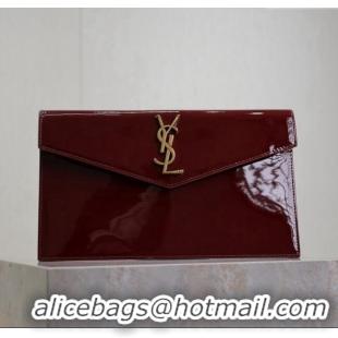 Good Product Saint Laurent Uptown Pouch in Patent Leather 565739 Burgundy 2025