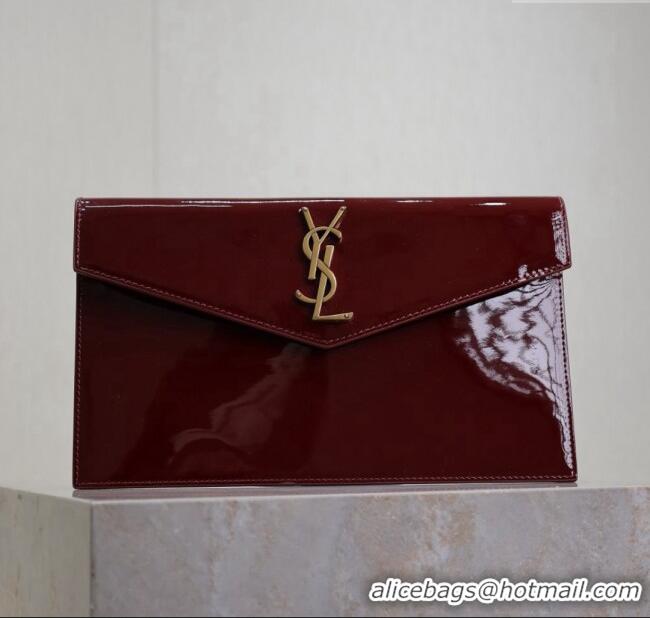 Good Product Saint Laurent Uptown Pouch in Patent Leather 565739 Burgundy 2025