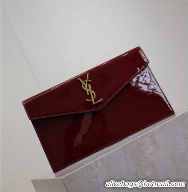 Good Product Saint Laurent Uptown Pouch in Patent Leather 565739 Burgundy 2025