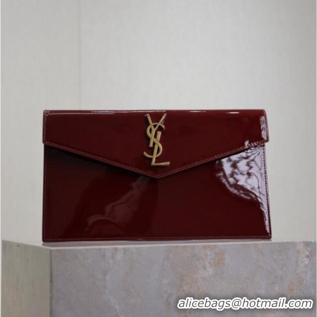 Good Product Saint Laurent Uptown Pouch in Patent Leather 565739 Burgundy 2025