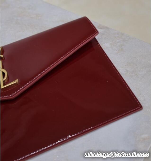 Good Product Saint Laurent Uptown Pouch in Patent Leather 565739 Burgundy 2025