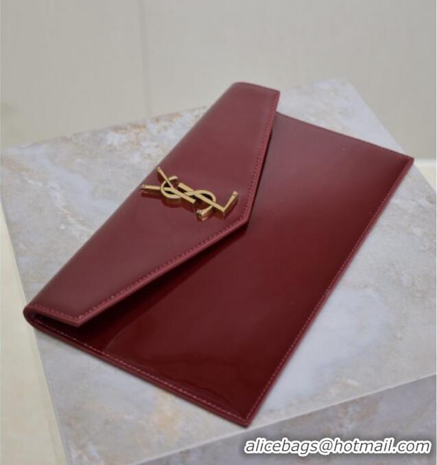 Good Product Saint Laurent Uptown Pouch in Patent Leather 565739 Burgundy 2025