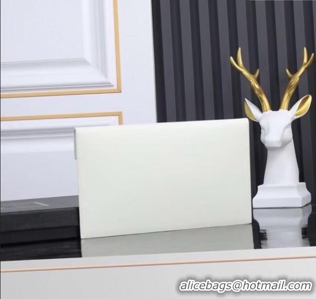 Discount Saint Laurent Uptown Pouch in Smooth Leather 565739 White/Gold 2025