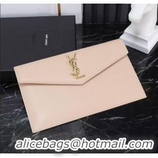Promotional Saint Laurent Uptown Pouch in Smooth Leather 565739 Apricot/Gold 2025