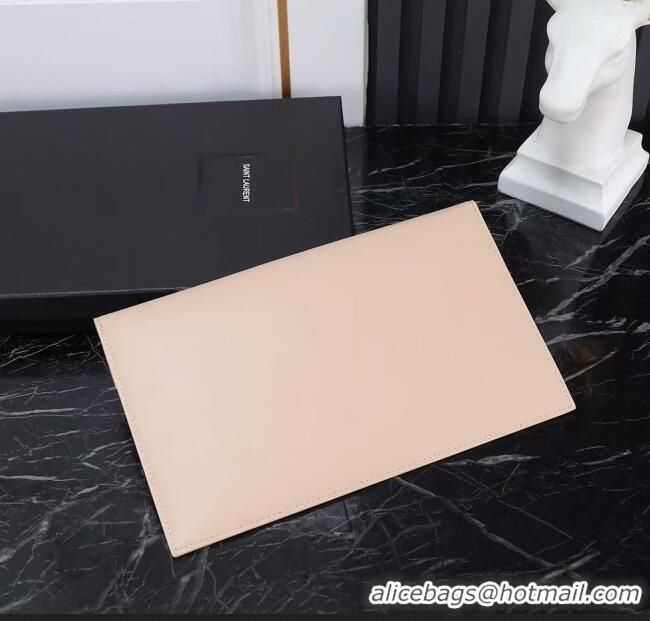 Promotional Saint Laurent Uptown Pouch in Smooth Leather 565739 Apricot/Gold 2025