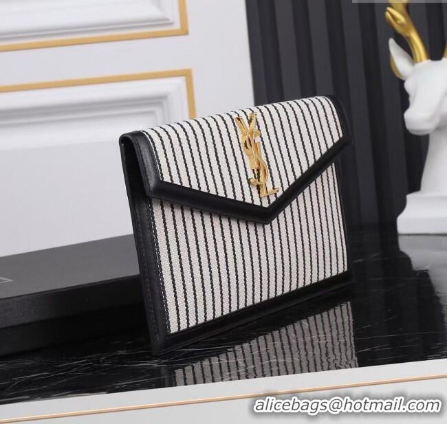 Super Quality Saint Laurent Uptown Pouch in Stripe Canvas and Leather 565739 2025