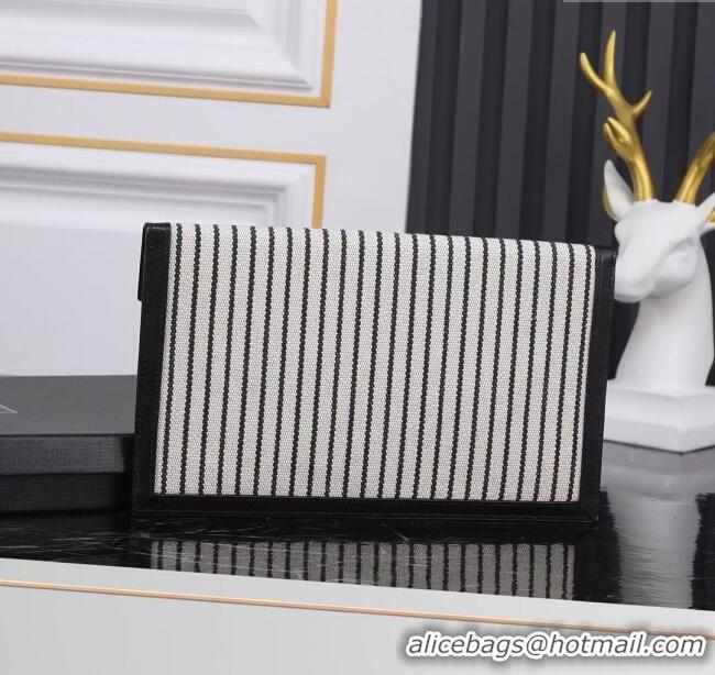 Super Quality Saint Laurent Uptown Pouch in Stripe Canvas and Leather 565739 2025