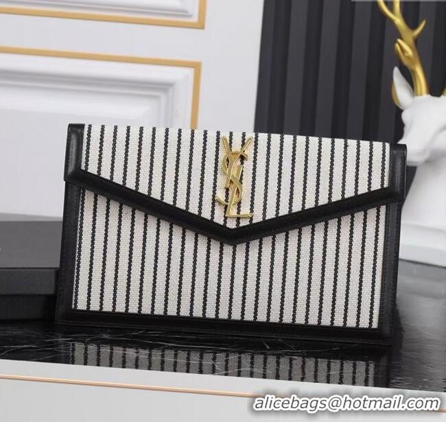 Super Quality Saint Laurent Uptown Pouch in Stripe Canvas and Leather 565739 2025