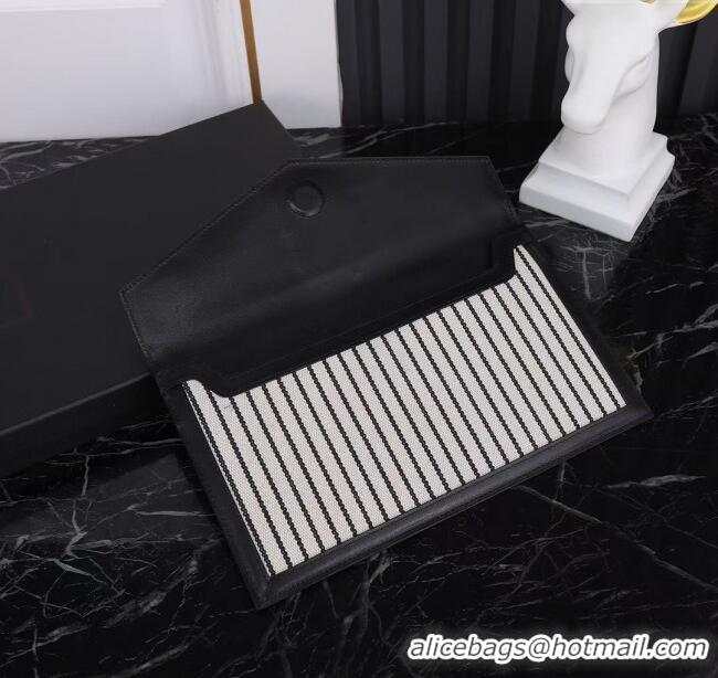 Super Quality Saint Laurent Uptown Pouch in Stripe Canvas and Leather 565739 2025
