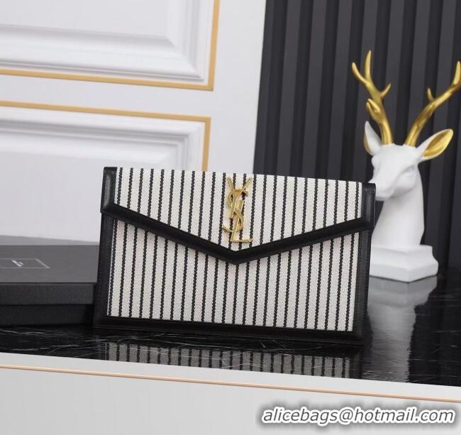 Super Quality Saint Laurent Uptown Pouch in Stripe Canvas and Leather 565739 2025
