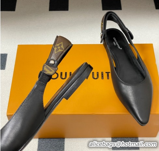 Best Product Louis Vuitton Legacy Slingback Ballerinas Flat in Leather Black 1AHOCI 1022134