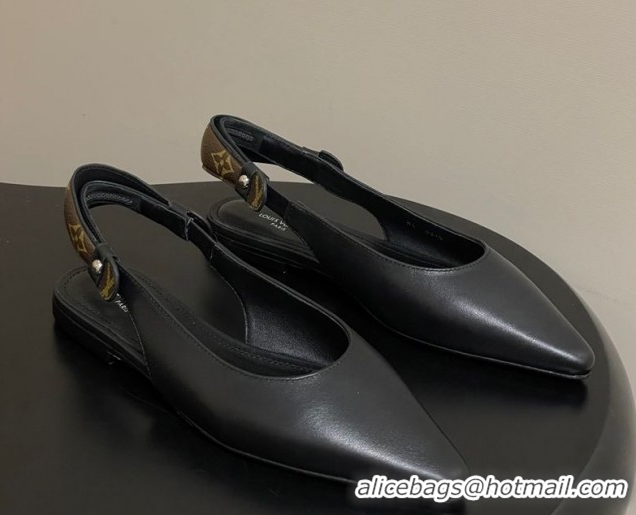 Best Product Louis Vuitton Legacy Slingback Ballerinas Flat in Leather Black 1AHOCI 1022134