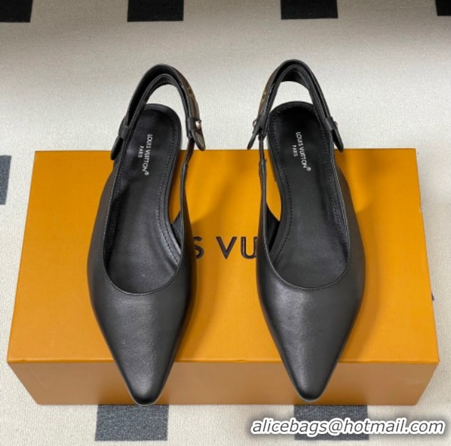 Best Product Louis Vuitton Legacy Slingback Ballerinas Flat in Leather Black 1AHOCI 1022134