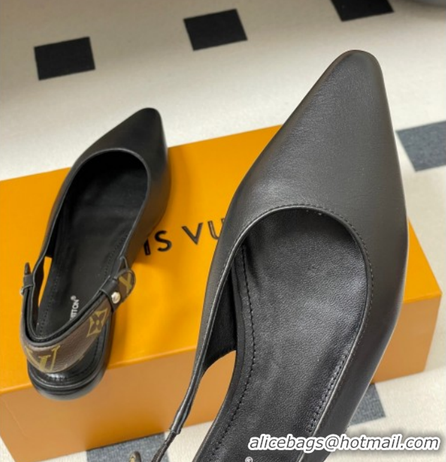 Best Product Louis Vuitton Legacy Slingback Ballerinas Flat in Leather Black 1AHOCI 1022134