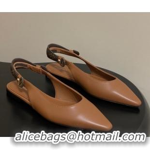 Luxury Discount Louis Vuitton Legacy Slingback Ballerinas Flat in Leather Brown 1AHOCI 1022135