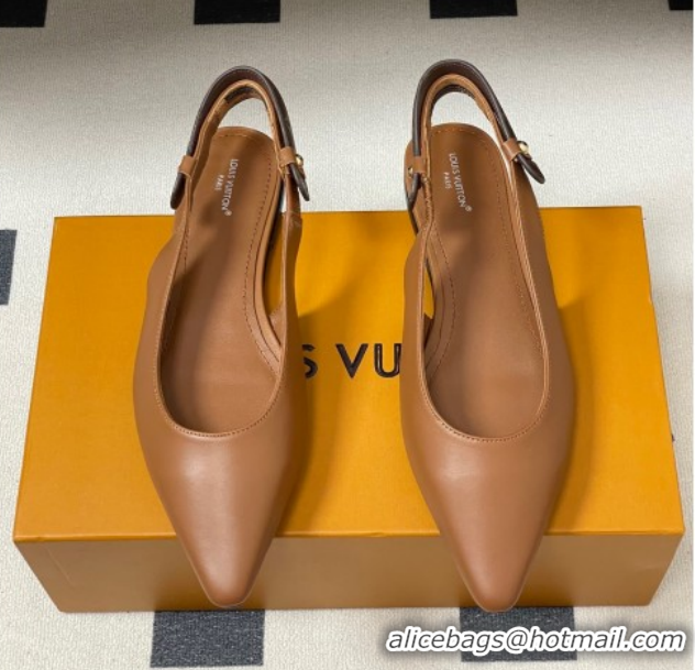 Luxury Discount Louis Vuitton Legacy Slingback Ballerinas Flat in Leather Brown 1AHOCI 1022135