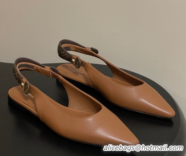 Luxury Discount Louis Vuitton Legacy Slingback Ballerinas Flat in Leather Brown 1AHOCI 1022135