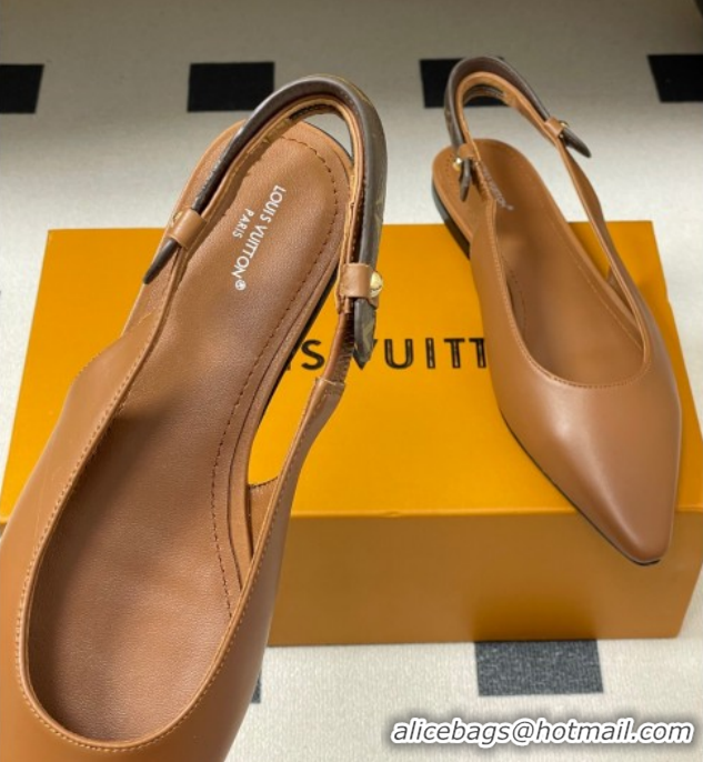 Luxury Discount Louis Vuitton Legacy Slingback Ballerinas Flat in Leather Brown 1AHOCI 1022135