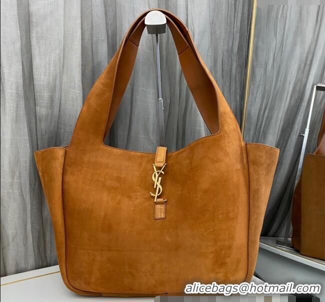 Big Discount Saint Laurent Bea Tote Bag in Suede 763435 Brown 2025